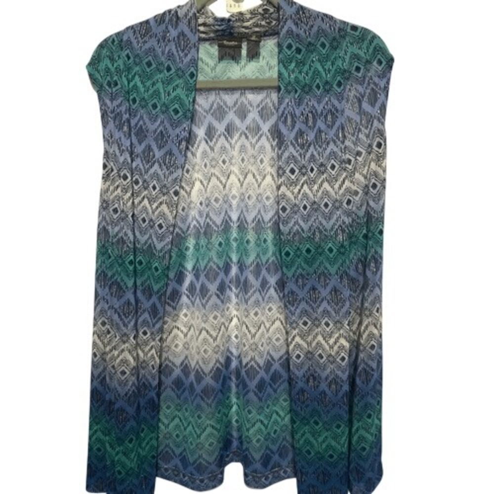 Travelers Collection by Chico's Women's Multicolor Chevron Cardigan Vest 2/Large